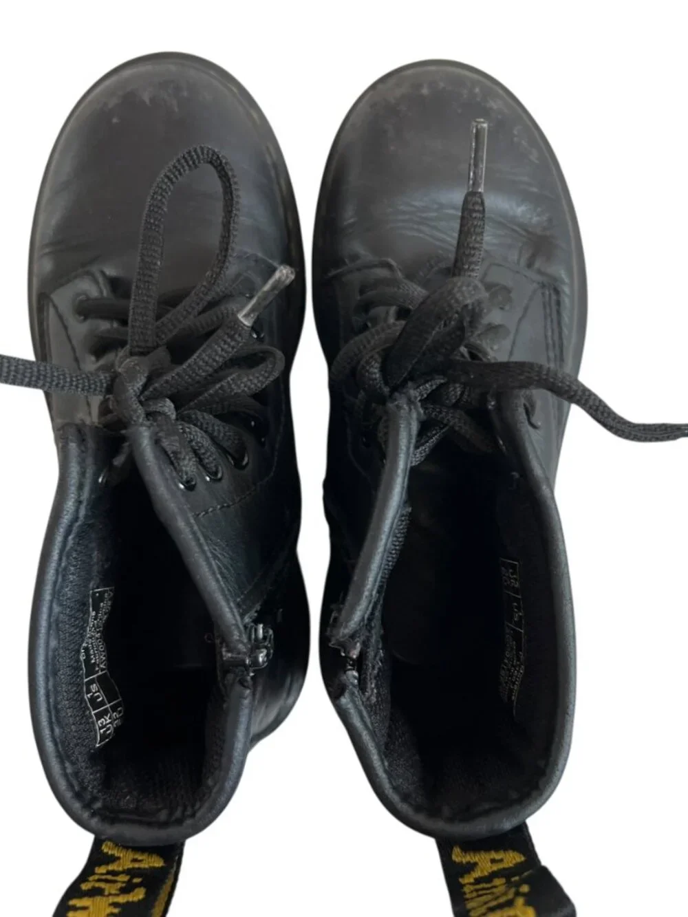 Dr Martens Boots 1460 J black leather zip up kids size 1 combat docs